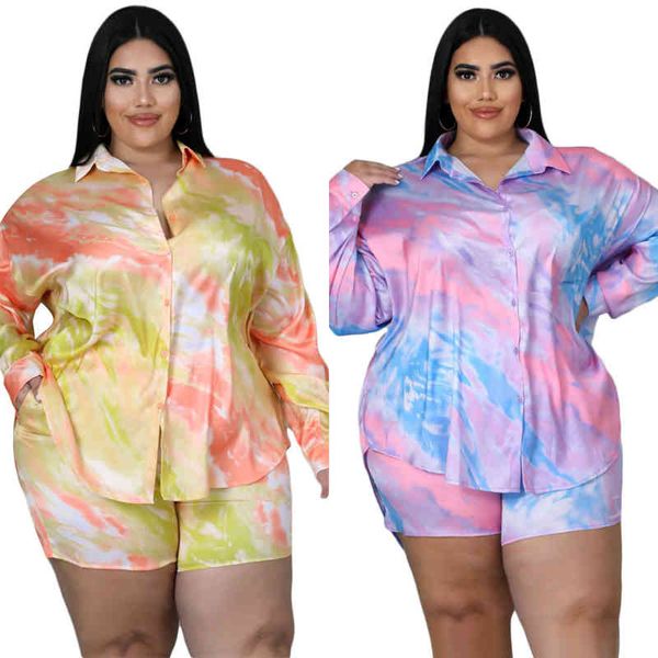 kb7109 large size tie dye printed shirt shorts two piece fashion casual women clothing, White
kb7109 large size tie dye printed shirt shorts two piece fashion casual women clothing, White