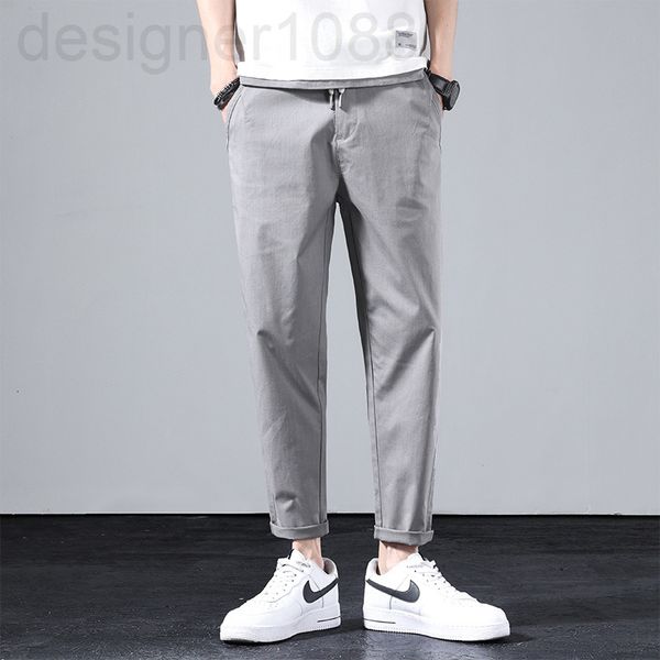 men's pants designer spring and summer casual pants men's simple light gray elastic waist straight tube nine point fashion youth h, Black
men's pants designer spring and summer casual pants men's simple light gray elastic waist straight tube nine point fashion youth h, Black