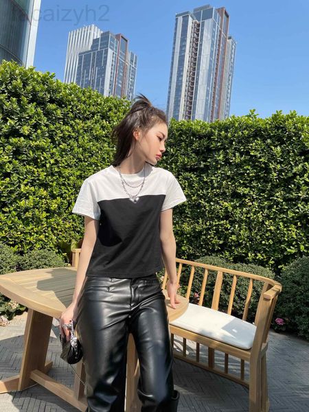 women's t-shirt designer p family stitching design triangle 21 spring and summer new fashion versatile simple round neck slim short sle, White
women's t-shirt designer p family stitching design triangle 21 spring and summer new fashion versatile simple round neck slim short sle, White