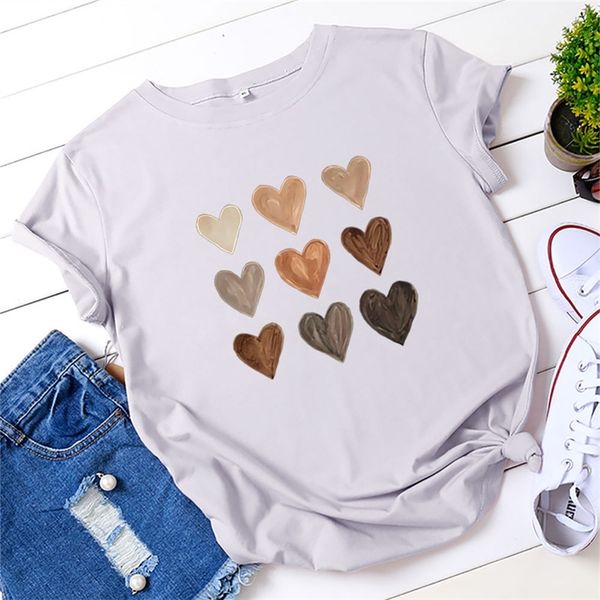 women summer t shirt 100% cotton short sleeve heart print female casual graphic streetwear ladies daily regular o-neck tees 220511, White
women summer t shirt 100% cotton short sleeve heart print female casual graphic streetwear ladies daily regular o-neck tees 220511, White