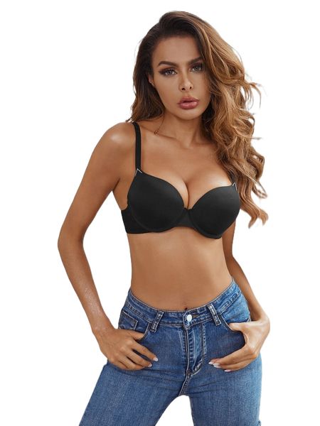 solid super push up bra o0dc#, Black;red 
solid super push up bra o0dc#, Black;red