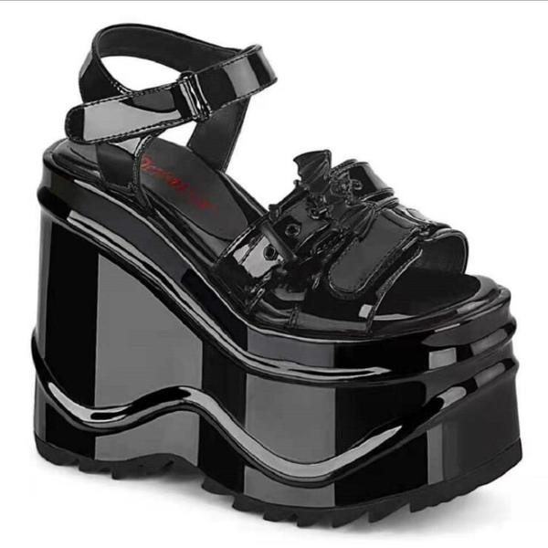 brand new ladies high platform summer sandals fashion punk wedges high heels women sandals bat gothic shoes woman#sjpae-354, Black
brand new ladies high platform summer sandals fashion punk wedges high heels women sandals bat gothic shoes woman#sjpae-354, Black