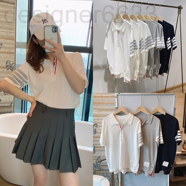 women's sweaters designer summer tb lapel short sleeve t-shirt loose ice hemp four bar stripe solid color half polo women's fashio, White;black
women's sweaters designer summer tb lapel short sleeve t-shirt loose ice hemp four bar stripe solid color half polo women's fashio, White;black