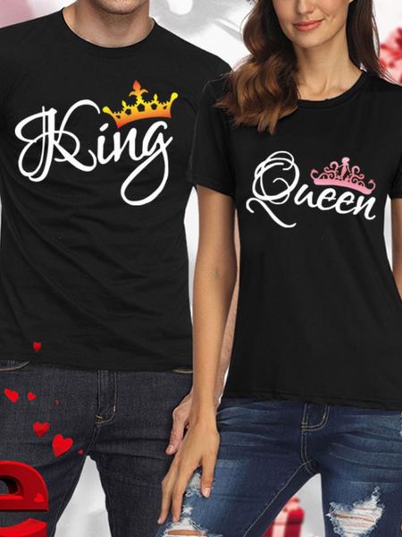 king queen crown print couple t shirt lovers short sleeve o neck loose fashion woman man tee clothes, White
king queen crown print couple t shirt lovers short sleeve o neck loose fashion woman man tee clothes, White
