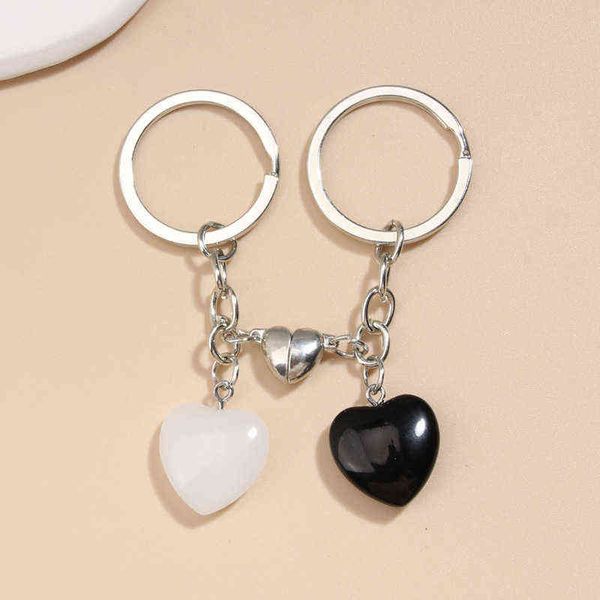 1pc new design keychain crystal quartz stone heart key ring magnetic button key chains for couple friend gifts diy jewelry y220725, Silver
1pc new design keychain crystal quartz stone heart key ring magnetic button key chains for couple friend gifts diy jewelry y220725, Silver