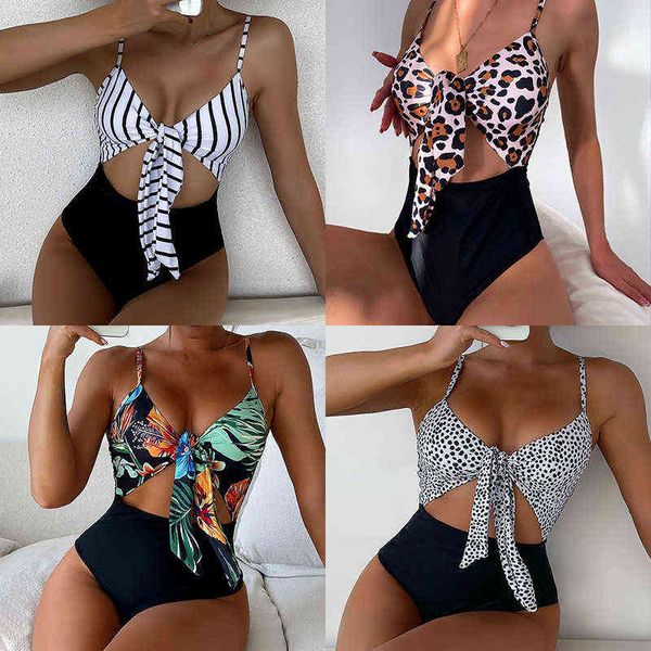 chest 2022 print hollowed out and knotted one-piece high waist bikini swimsuit women, White;black
chest 2022 print hollowed out and knotted one-piece high waist bikini swimsuit women, White;black