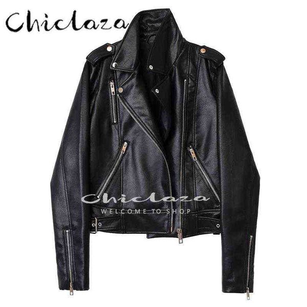 chiclaza 2022 spring and autumn women fashion black faux leather jacket coat female solid motorcycle jackets ladies j220727
chiclaza 2022 spring and autumn women fashion black faux leather jacket coat female solid motorcycle jackets ladies j220727