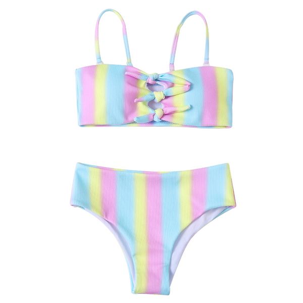 women's swimwear 9-16y rainbow striped girl swimsuit kids two piece children's tie up teenage bikini set bandeau girls bathing sui, White;black
women's swimwear 9-16y rainbow striped girl swimsuit kids two piece children's tie up teenage bikini set bandeau girls bathing sui, White;black
