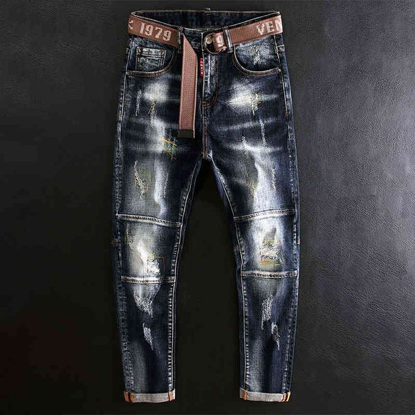 men's jeans high street jeans men's spring and autumn splicing motorcycle pants fashion brand tight leggings personality splash in, Blue
men's jeans high street jeans men's spring and autumn splicing motorcycle pants fashion brand tight leggings personality splash in, Blue