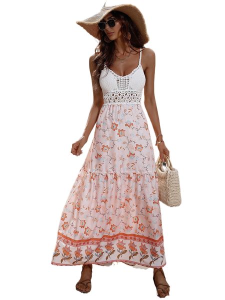 floral print guipure lace panel tie backless ruffle hem cami dress e2zv#, Black;gray
floral print guipure lace panel tie backless ruffle hem cami dress e2zv#, Black;gray
