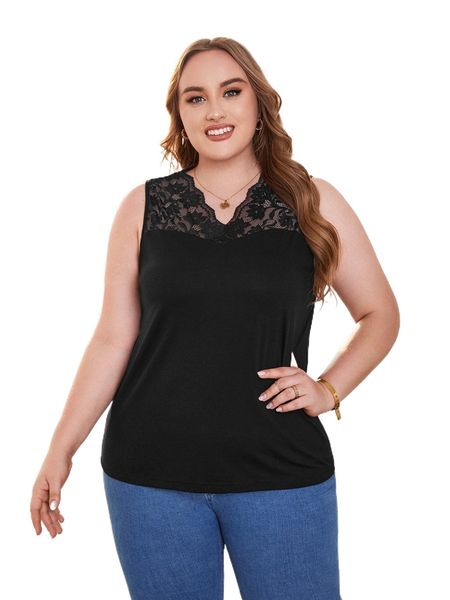 emery rose plus lace insert tank n3xd#, Black 
emery rose plus lace insert tank n3xd#, Black