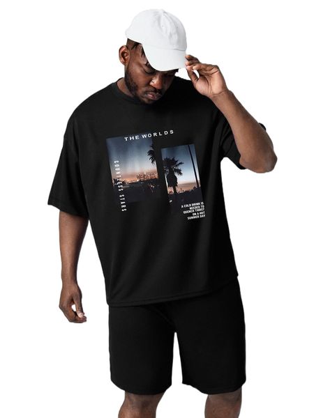 extended sizes men slogan graphic tee with drawstring waist shorts j7va#, Gray
extended sizes men slogan graphic tee with drawstring waist shorts j7va#, Gray