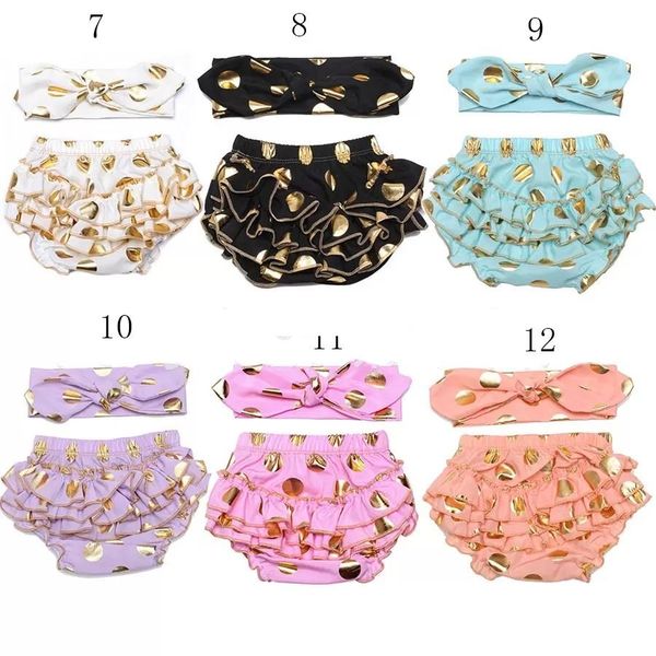 new baby ins gilding dot pp pants cute infant shorts pants+bow headband 2pcs/set kids briefs summer bread, Black