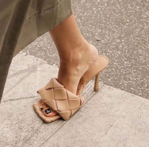 naked color leather weave slippers square toe high heel sliding mule square mouthed open-toed slipper 100mm women's dress and banquet s, Black
naked color leather weave slippers square toe high heel sliding mule square mouthed open-toed slipper 100mm women's dress and banquet s, Black