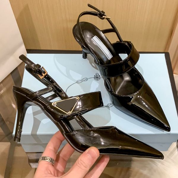 woman dress shoe leather upper high heels triangle pointed toe womens pumps buckle rubber sole woman sandal slides temperament party wedding, Black
woman dress shoe leather upper high heels triangle pointed toe womens pumps buckle rubber sole woman sandal slides temperament party wedding, Black