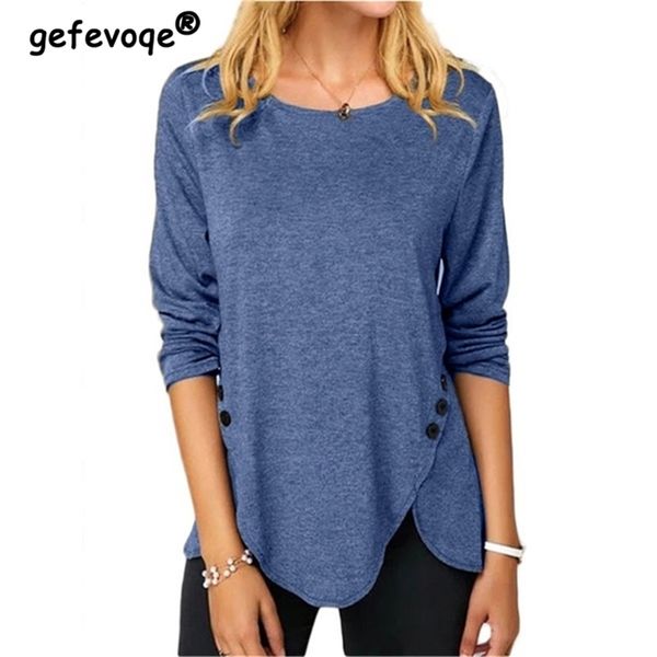 round neck long sleeve women t shirt solid color loose casual button oversized cotton tees aesthetic irregular pullover 220728, White
round neck long sleeve women t shirt solid color loose casual button oversized cotton tees aesthetic irregular pullover 220728, White