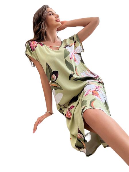 floral print v-cut dolman sleeve nightdress w3xt#, Black;red
floral print v-cut dolman sleeve nightdress w3xt#, Black;red