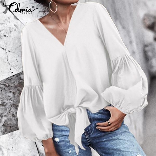 stylish celmia elegant ol office work shirts women blouses 2019 long lantern sleeve vneck casual bow loose blusas 5xl t200321, White
stylish celmia elegant ol office work shirts women blouses 2019 long lantern sleeve vneck casual bow loose blusas 5xl t200321, White