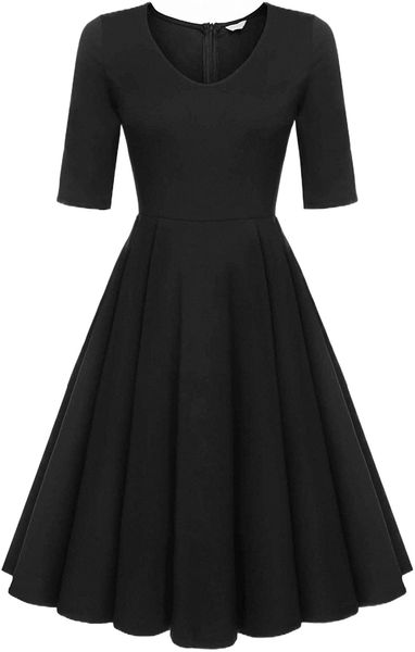 women's half sleeve swing dress vintage floral a line cocktail party dress b47b#, Black;gray
women's half sleeve swing dress vintage floral a line cocktail party dress b47b#, Black;gray