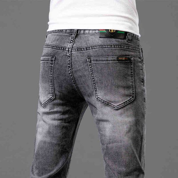 boutique quality men's jeans spring and summer thin slim fit small feet elastic leisure trend double g embroidery pants, Blue
boutique quality men's jeans spring and summer thin slim fit small feet elastic leisure trend double g embroidery pants, Blue