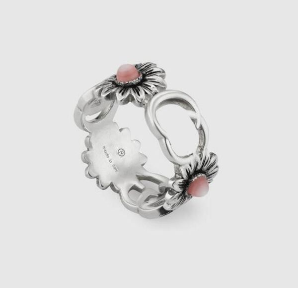 gu double g flower ring interlocking love enamel ring daisy pine stone retro old original packaging, Silver 
gu double g flower ring interlocking love enamel ring daisy pine stone retro old original packaging, Silver