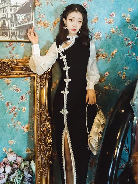 casual dresses 2022 women's fashion retro slim lace stitching waist temperament cheongsam dress evening, Black;gray
casual dresses 2022 women's fashion retro slim lace stitching waist temperament cheongsam dress evening, Black;gray