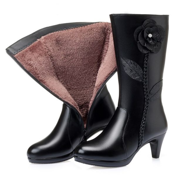 winter boots ladies 2022 new genuine leather women riding boots flower mid-tube thick wool warm women office boots, Black
winter boots ladies 2022 new genuine leather women riding boots flower mid-tube thick wool warm women office boots, Black