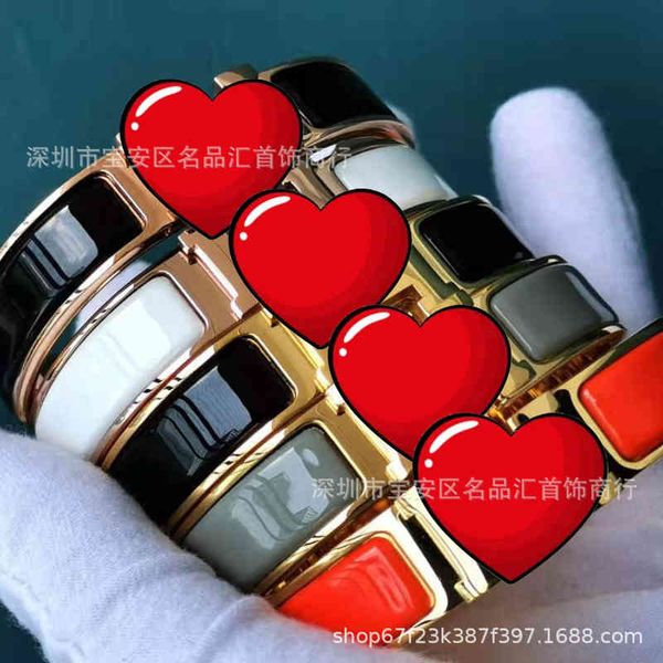 letter h enamel bracelet female couple wide and narrow buckle brass 18k rose gold tide net red same style, Black
letter h enamel bracelet female couple wide and narrow buckle brass 18k rose gold tide net red same style, Black