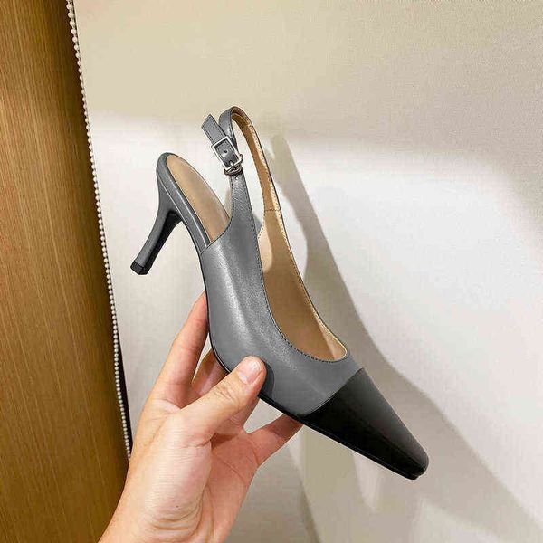 dress shoes genuine leather sandals spring gray pointed toe handmade thin heels woman party lady 220318, Black
dress shoes genuine leather sandals spring gray pointed toe handmade thin heels woman party lady 220318, Black