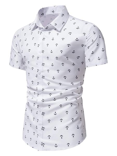 men anchor print shirt e5ja#, White;black