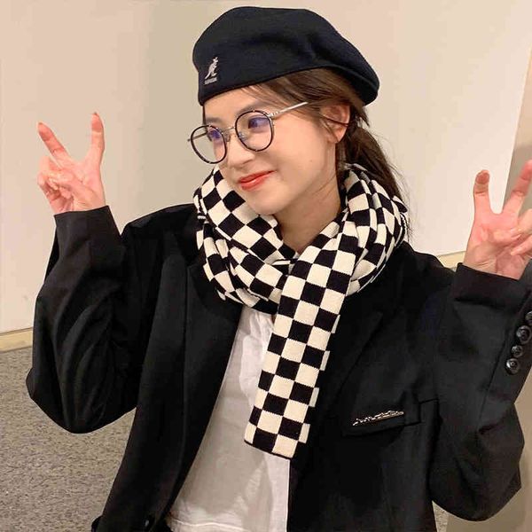 net red ins checkerboard scarf women's autumn and winter black white plaid korean version versatile warm bib knitting, Blue;gray
net red ins checkerboard scarf women's autumn and winter black white plaid korean version versatile warm bib knitting, Blue;gray