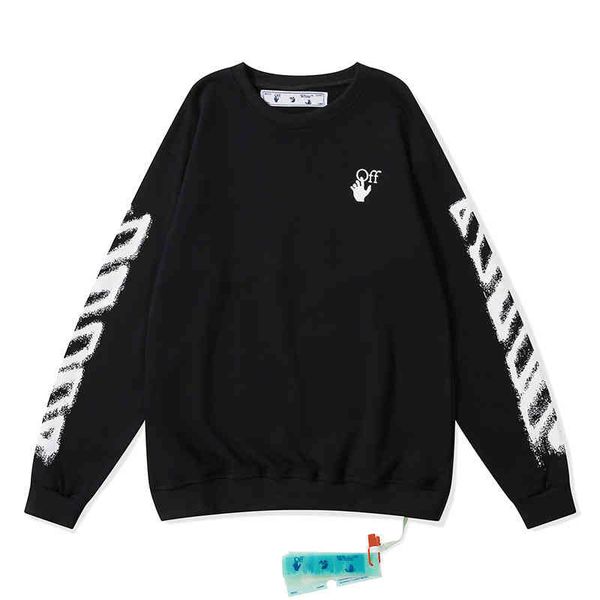 street wave brand off spray arrow print primer ow casual men and women round collar loose sweater, Black
street wave brand off spray arrow print primer ow casual men and women round collar loose sweater, Black