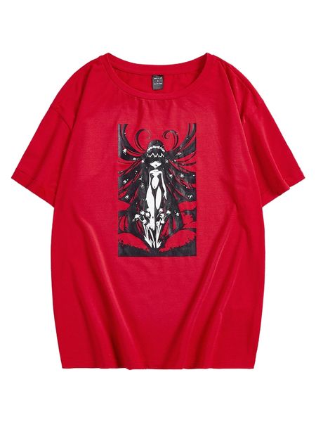 x mako fufu figure graphic round neck tee y9he#, White