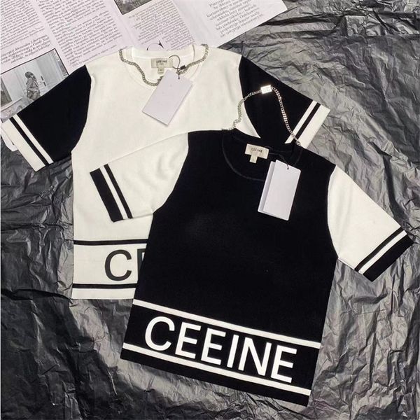 22ss fashion trend designer temperament elegant letter knitted tshirt round collar contrast color short sleeves tees 220527, White
22ss fashion trend designer temperament elegant letter knitted tshirt round collar contrast color short sleeves tees 220527, White