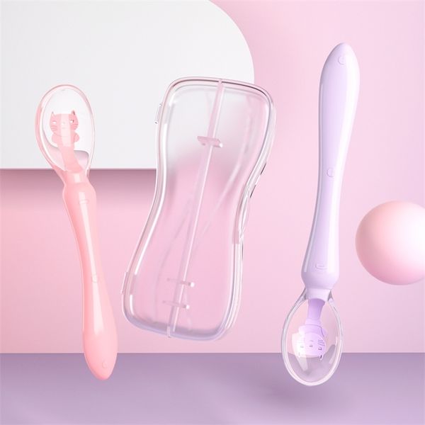soft silicone baby spoon with storage box temperature sensing spoon infant feeding tool born training utensils kids tableware 220715 
soft silicone baby spoon with storage box temperature sensing spoon infant feeding tool born training utensils kids tableware 220715