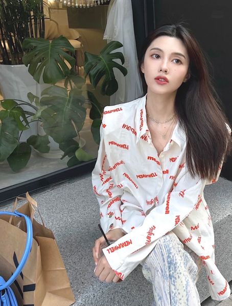 women's blouses & shirts designer 22 spring and summer new design letter full printed foreign style fashion minority long sleeve loose, White
women's blouses & shirts designer 22 spring and summer new design letter full printed foreign style fashion minority long sleeve loose, White