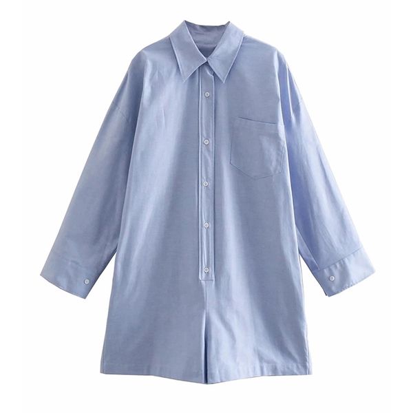 women blue shorts jumpsuit with single-breasted long sleeve fashion shirt style overall romper spring autumn 210531, Black;white
women blue shorts jumpsuit with single-breasted long sleeve fashion shirt style overall romper spring autumn 210531, Black;white