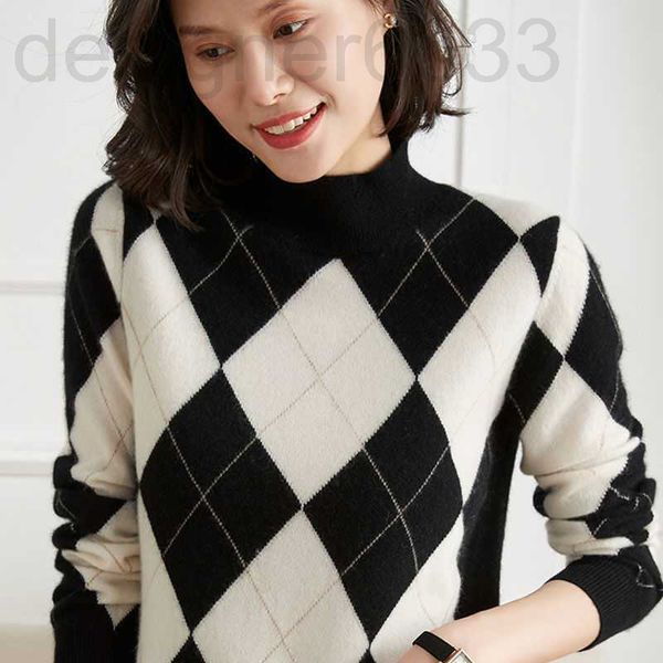 women's knits & tees designer fashion winter cashmere sweater women's semi high neck plaid warm pullover thin bottomed uso0, White
women's knits & tees designer fashion winter cashmere sweater women's semi high neck plaid warm pullover thin bottomed uso0, White