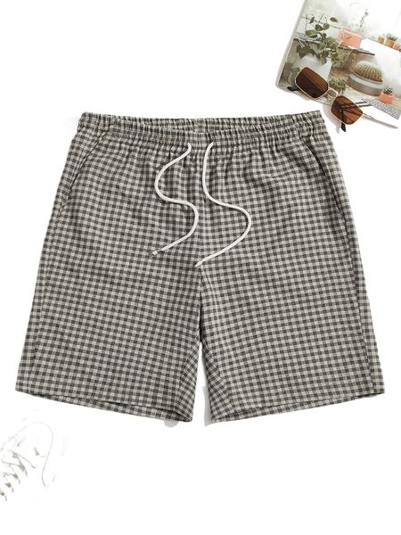men gingham print drawstring waist shorts x9lt#, White;black
men gingham print drawstring waist shorts x9lt#, White;black