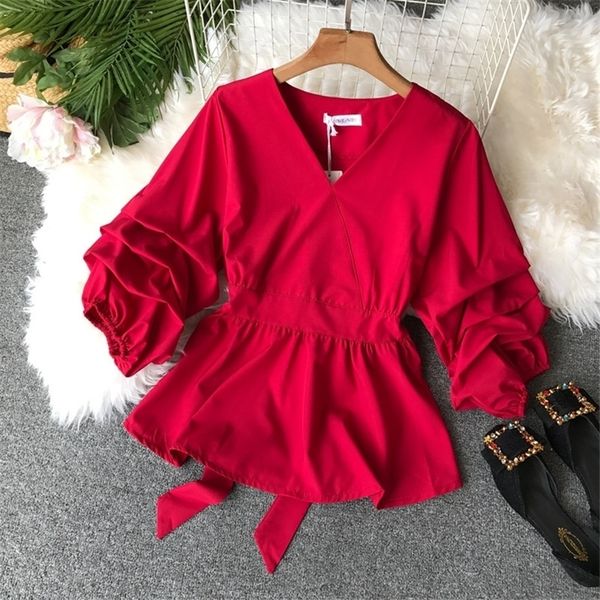 neploe solid slim waist puff sleeve women blouse vneck vintage blusa elegant female fashion chic shirts 68860 y200402, White
neploe solid slim waist puff sleeve women blouse vneck vintage blusa elegant female fashion chic shirts 68860 y200402, White