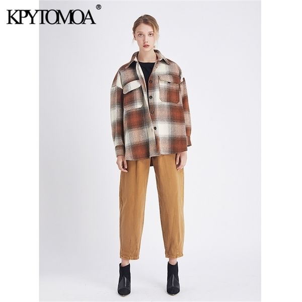vintage stylish pockets oversized plaid jacket coat women 2020 fashion lapel collar long sleeve loose female outerwear chic lj200813, Black;brown
vintage stylish pockets oversized plaid jacket coat women 2020 fashion lapel collar long sleeve loose female outerwear chic lj200813, Black;brown