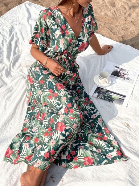 allover floral print batwing sleeve drawstring waist dress v3ze#, Black;gray
allover floral print batwing sleeve drawstring waist dress v3ze#, Black;gray