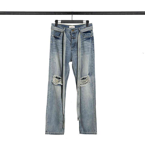 men's jeans autumn and winter fog season 6 streamer worn jeans for men women, Blue 
men's jeans autumn and winter fog season 6 streamer worn jeans for men women, Blue