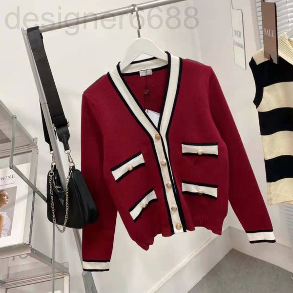 women's sweaters designer chaopai xiaoxiangfeng early autumn wine red loose contrast color v-neck knitted long sleeve button sweater ca, White;black
women's sweaters designer chaopai xiaoxiangfeng early autumn wine red loose contrast color v-neck knitted long sleeve button sweater ca, White;black