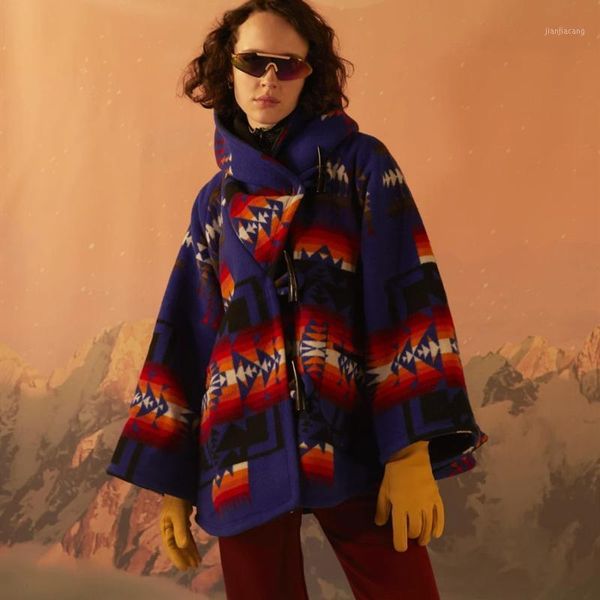 women's wool & blends brand design print cape jackets elegant coat women 2022 winter outerwear vintage flare sleeve hooded cashmere, Black
women's wool & blends brand design print cape jackets elegant coat women 2022 winter outerwear vintage flare sleeve hooded cashmere, Black