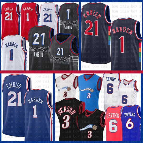 1 james harden joel embiid basketball jerseys 21 throwback vintage jersey allen iverson julius erving 3 6, Black;red
1 james harden joel embiid basketball jerseys 21 throwback vintage jersey allen iverson julius erving 3 6, Black;red