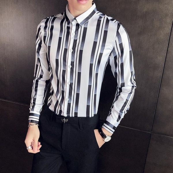 shirt spring autumn long-sleeved high-quality british style slim striped fashion dress nightclub aa, White;black
shirt spring autumn long-sleeved high-quality british style slim striped fashion dress nightclub aa, White;black