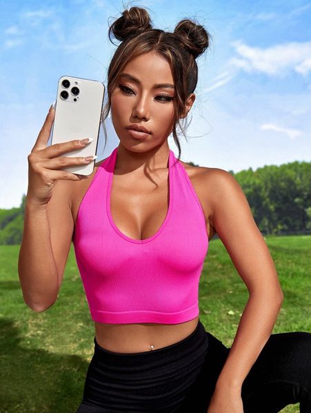 rib-knit backless crop sports halter f7ai#, Gray
rib-knit backless crop sports halter f7ai#, Gray