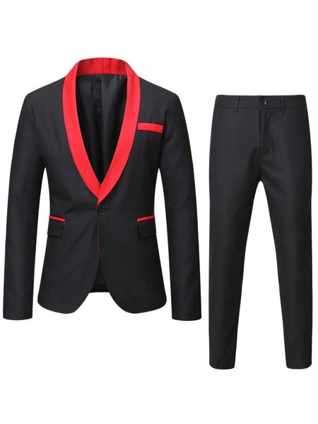 men colorblock shawl collar blazer & tailored pants v381#, White;black
men colorblock shawl collar blazer & tailored pants v381#, White;black