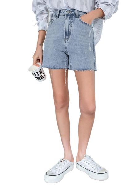 dazy raw hem ripped denim shorts f6z0#, White;black